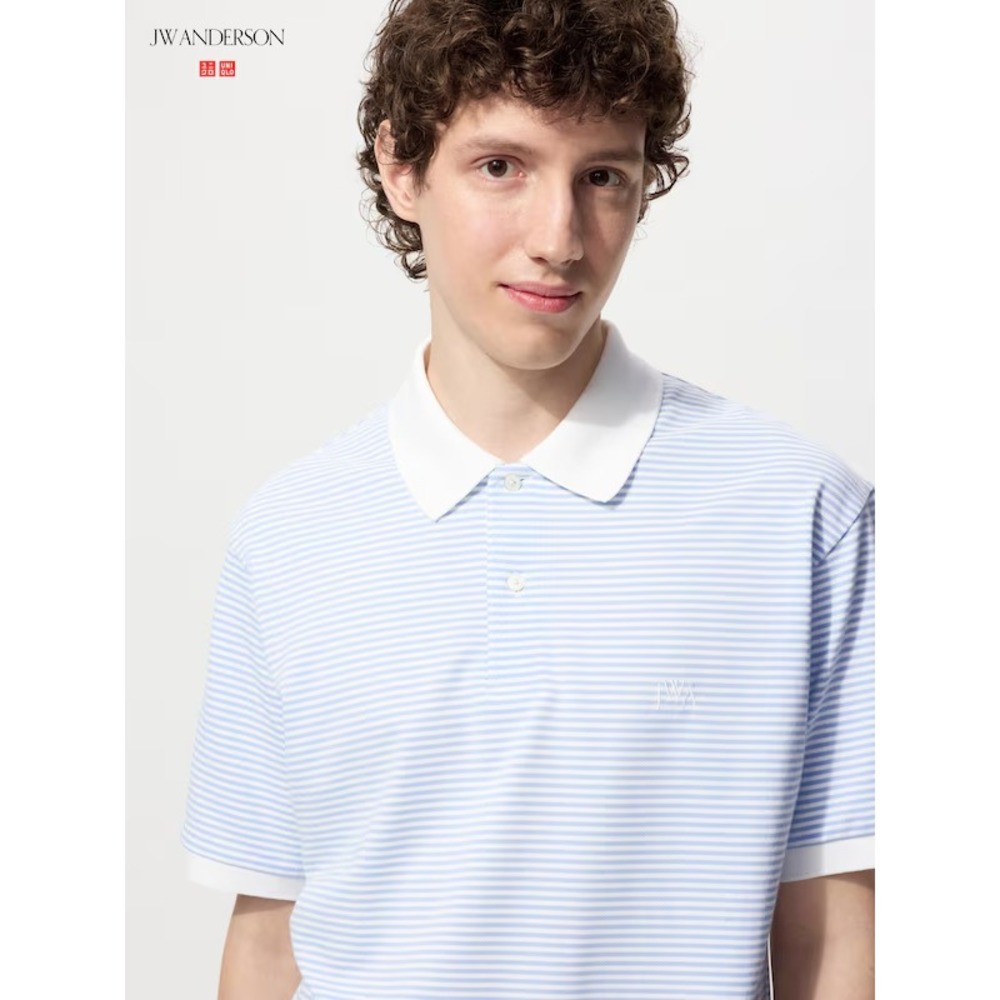 JW Anderson x Uniqlo DRY Pique Striped Polo Shirt Mens Size 61 BluSmall Relaxed